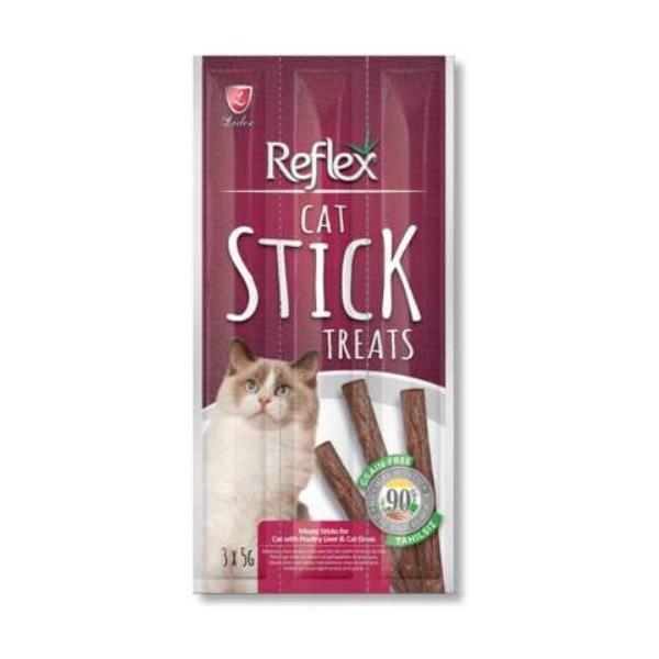 Reflex Cat Stick Tavuk Ciğerli & Kedi Çimli Kedi Ödülü 